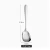 Aço inoxidável Cabeça quadrada Flat Bottom Spoon Amazon Cross-border Café Mixing Spoon Sobremesa Colher Household Korean Dining Spoon