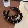 Diadema de terciopelo con cristales y dientes, estilo nuevo de principios de otoño, estilo coreano, diadema antideslizante para mujer