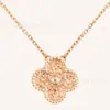 Colar Trevo de Quatro Folhas Estampado a Quente Versão Alta Fanjia Ouro Rosa Corrente para Clavícula Ouro Rosa Fabricante de Joias Venda Direta Dropshipping