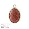 Pingentes de cristal natural transfronteiriços, acessórios de joias DIY para colar, pulseira e brincos, pingentes de pedra natural facetada com acabamento em cobre