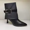 Botines de tacón de aguja de punta fina de alto valor para mujer 2026 llegada de invierno nueva hebilla de cuero botas de moda de tacón alto adelgazantes de moda botas individuales