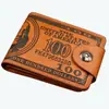 Cartera para Hombre Transfronteriza Patrón de Dólar Explosiva Ultra Ligera Bolso Multifuncional Retro Plegable Doble Cartera con Múltiples Tarjetas