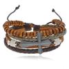 Punk suministro directo de fábrica Europeo y Americano nuevo retro con cuentas pulsera de piel de vaca simple multicapa pulsera de cuero con cuentas de madera