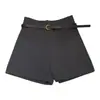 Calças de Linha A Largas de Alta Qualidade para Mulheres, Design Outono e Inverno, Shorts Casuais Emagrecedores, Cintura Alta para Figuras Baixas