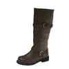 Botas de Diseño de Nicho Estilo Coreano Botas Retro Desgastadas Apiladas para Mujer Hebilla de Cinturón Media Pantorrilla Hasta la Rodilla Botas Largas Grises de Xinjiang