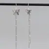 Pendientes Largos de Plata de Ley S925 con Borla de Mariposa para Mujer, Moda Retro Simple, Nicho Elegante, Estilo Coreano Ligero