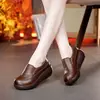 Zapatos de Vestir Gruesos de Comercio Exterior Transfronterizos para Mujer Primavera y Otoño Retro Simples sin Cordones Zapatos Casuales Transpirables Suela Suave Zapatos de Caña Baja que Aumentan la Altura