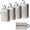 Conjunto de Compressão para Armazenamento de Viagem com 7 Peças para Roupas Sapatos Higiene Pessoal Cosméticos Sacos de Armazenamento Sacos Impermeáveis Armazenamento Portátil