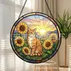 Gato Naranja Cruzado Girasol Vidrio Coloreado Colgante Adorno Colgante de Vidrio para el Hogar Decoración de Ventana Atrapasol para Jardín