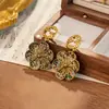 Colgante Vintage Incrustado de Diamantes Pendientes Geométricos, Pendientes Estilo Palacio Retro, Diseño de Nicho, Lujo Ligero y de Alta Gama
