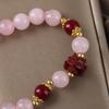 Pulseira de cristal rosa Origin feminina, pulseira de cristal rosa com flor de pessegueiro, pulseira feminina de nicho, pulseira de raposa, design original, presente de aniversário