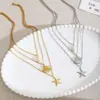 Colar de Aço Inoxidável Estrela do Mar Concha Búzio Europeu e Americano Novo Cruzamento de Fronteira Ajustável de Três Camadas Joias Femininas Atacado