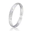 S999 Pulsera de Plata con Herencia del Sutra del Corazón Antiguo para Mujer Moda Apertura Simple Pulsera Sólida de Gipsofila Mayoreo