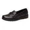 Estilo Outono e Primavera 2026 Sapatos para Mães Couro Solado Macio Sapatos de Uma Sola Confortáveis Antiderrapantes para Mulheres de Meia-Idade e Idosas Sapatos de Trabalho em Couro