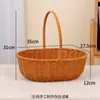 Cesta de Fruta de Mimbre Sintético, Cesta de Flores de Mano, Cesta Portátil para Huevos de Maternidad al por Mayor, Cesta de Almacenamiento para Snacks de Picnic al Aire Libre