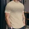 Camiseta Casual Masculina de Manga Curta, Cor Listrada, Impressão Digital 3D, Tamanho Grande, Comércio Exterior Transfronteiriço, Europeia e Americana, Confortável e Solta