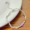 Pulsera de Cuentas de Colores y Plata Rota para Mujer Diseño de Nicho Pulsera Linda Dulce de Alto Nivel Chica Caliente Pulsera de Verano