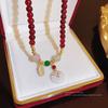 Dois vestindo Vintage seguro Buckle Colar Mulheres ins Estilo Nicho Design Sense Woolen Chain Cyber Celebrity Elegante Clavicle Chain