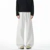 Calça de moletom esportiva casual estilo americano, bem cortada e ajustada, para homens; calça reta versátil de caimento solto que afina a silhueta; calça pantalona larga de comprimento até o chão para casais