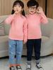 Camiseta básica de cuello medio alto para niños, con forro polar, gruesa, otoño e invierno, ropa para niños, top cálido, coreana, cuello medio, manga larga