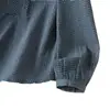Camisa Xadrez Azul de Manga Longa Estilo Novo Primavera e Verão para Mulheres, Design de Nicho, Blusa Casual Juvenil