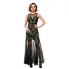 Vestido Europeu e Americano de Lantejoulas dos Anos 1920, Vestido Longo com Franjas para Etiqueta de Anfitrião Gatsby, Vestido de Noite para Performance de Palco