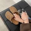 Zuecos Birkenstock Auténticos de Cuero Gamuza Punta Redonda Retro Otoño 2022 Planos Suela Suave Versátiles Slip-On Medias Pantuflas