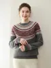 2025 Nova Malha de Cashmere Feminina Outono e Inverno Estilo Retrô Jacquard Fair Isle Moda Doce Malha Tricotada