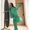 Conjunto de Pijama de Algodón Nube con Rayas Dopamina Estilo Coreano para Mujer, Conjunto de Ropa de Casa Manga Larga Pantalón Largo Talla Plus Primavera/Verano, Se Puede Usar al Aire Libre