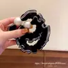 Diseño Simple Sentido Negro Satín Perla Ligadura para el Pelo Intestino Pequeño Alta Elasticidad Parte Posterior de la Cabeza Temperamento Viaje Diario Ligadura para el Pelo para Mujeres