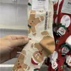 Calcetines Rojos de Muñeco de Nieve Otoño e Invierno Calcetines de Jengibre Calcetines Navideños Cálidos de Caña Media Lindo Dibujo Animado Papá Noel Alta Apariencia