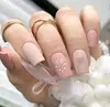 Venta Caliente de Comercio Exterior Piezas para Uñas Artísticas Colección Día de San Valentín Corazón Dulce Forma de Corazón Estilo Francés Simple Longitud Media Piezas de Uñas Portables Venta al por Mayor