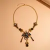 Collar de Perlas Ovaladas con Incrustaciones de Diamantes y Concha de Resina Transfronterizo Europeo y Americano Diseño de Nicho Cadena para Clavícula Collar Exagerado para Mujer
