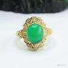 Anel de Calcedônia Verde Gelo Guan Yu Anel de Ágata Joias Estilo Palácio Fábrica Atacado Dropshipping S4012607