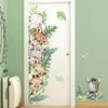 Pegatinas de puerta con dibujos de animales del bosque, papel tapiz decorativo para guardería, autoadhesivas, creativas, para habitación infantil, dormitorio y pasillo