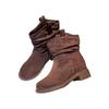 Botas Martin Casuais de Bico Redondo para Mulheres 2025 Primavera e Outono Novas Botas Curtas de Solado Plano para o Dia a Dia Botas Slim Versáteis Retrô