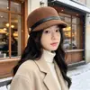 Chapéu de equitação, chapéu de lã outono/inverno, chapéu de pescador elegante de inverno, quente e à prova de vento, chapéu estiloso estilo Hepburn