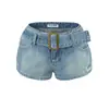 Estilo Europeo y Americano Nueva Chica Caliente Cinturón Shorts de Mezclilla Verano 2026 Americano Sexy Cintura Baja Línea A Adelgazante Pierna Ancha Pantalones
