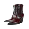 2024 Cuatro Estaciones Universal Nuevo Vintage Patrón de Piedra Puntiaguda Tacón Grueso Botines Puntiagudos Simples Tacones Altos Botas de Moda Botas de Mujer