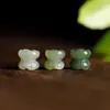 Cuentas de Jade Hetian Natural Gotas de Agua Soleada Verdes Qinghai Tallado Verde Nube de Fondo y Loto Cuentas Accesorios DIY