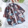 Camisa Vintage Hawaiana de Manga Corta de Corea del Sur para Hombre y Mujer Estilo Hong Kong Chic Suelta para Pareja Playa Marítima Color Camisa de Moda