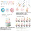 Kit Festa Revelação de Gênero Ursinho Menino ou Menina Azul Rosa Batizado Pratos de Papel Copos de Papel Toalha Balões Decorações