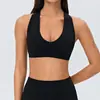Top de Yoga Halter de Cuello Profundo en V para Mujer con Almohadillas Extraíbles en el Pecho, Sujetador Deportivo de Fitness para Pilates con Diseño de Triángulo Hueco en la Espalda
