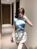 Menina chinesa cheongsam lingerie sexy avental desejo puro traje de empregada duas peças empregada saia retro japonesa saia curta verão