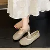 Sapatos Baixos de Malha com Strass Estilo Francês da Moda para Mulheres, Novos Sapatos de Rede Verão 2026 para Combinar com Saias, Sapatos Mary Jane Ballet