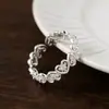 Anillo de Zirconia con Forma de Corazón Irregular Estilo Coreano para Mujer, Diseño Sencillo de Nicho, Moderno, Genial y Único, Anillo Abierto Chapado en Plata