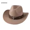Fedora de lã, chapéu de cowboy, estilo étnico masculino e feminino, chapéu de sol estilo europeu e americano para casais primavera e verão, chapéu de jazz