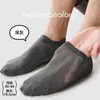 Meias Finas Masculinas Casuais de Tricô para Primavera/Verão, Meias Invisíveis Cor Sólida de Algodão Bambu, Meias Finas de Malha Respiráveis Antiderrapantes Invisíveis, Sem Costura