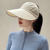Sombrero de sol de primavera y verano con coleta alta y parte superior medio vacía para la cara, sombrero parasol de ala pequeña y grande, sombrero para el sol fresco de seda de hielo para exteriores