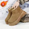 Zapatos de Algodón Cálidos Nuevos de Invierno Antideslizantes de Caña Alta para Hombre Engrosados con Felpa Botas de Nieve Zapatos de Algodón del Noreste Botas Cortas Casuales para Mujer